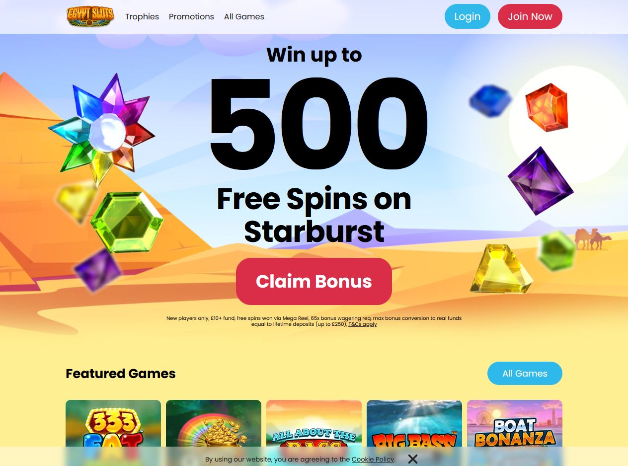 Egypt Slots Website Screenshot