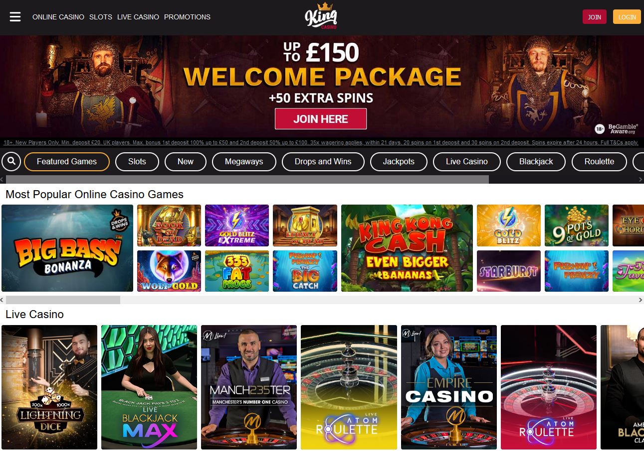 King Casino Website Screenshot