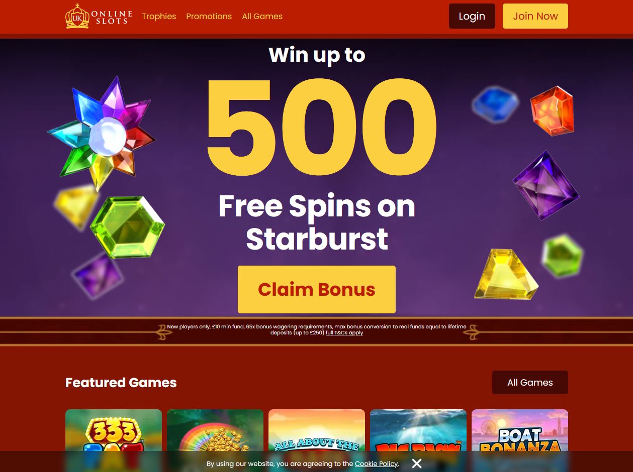 UK Online Slots Website Screenshot