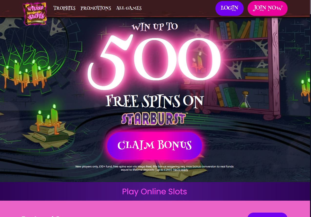 Wizard Slots Website Screenshot