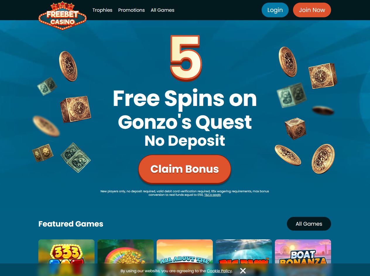 Freebet Casino Website Screenshot