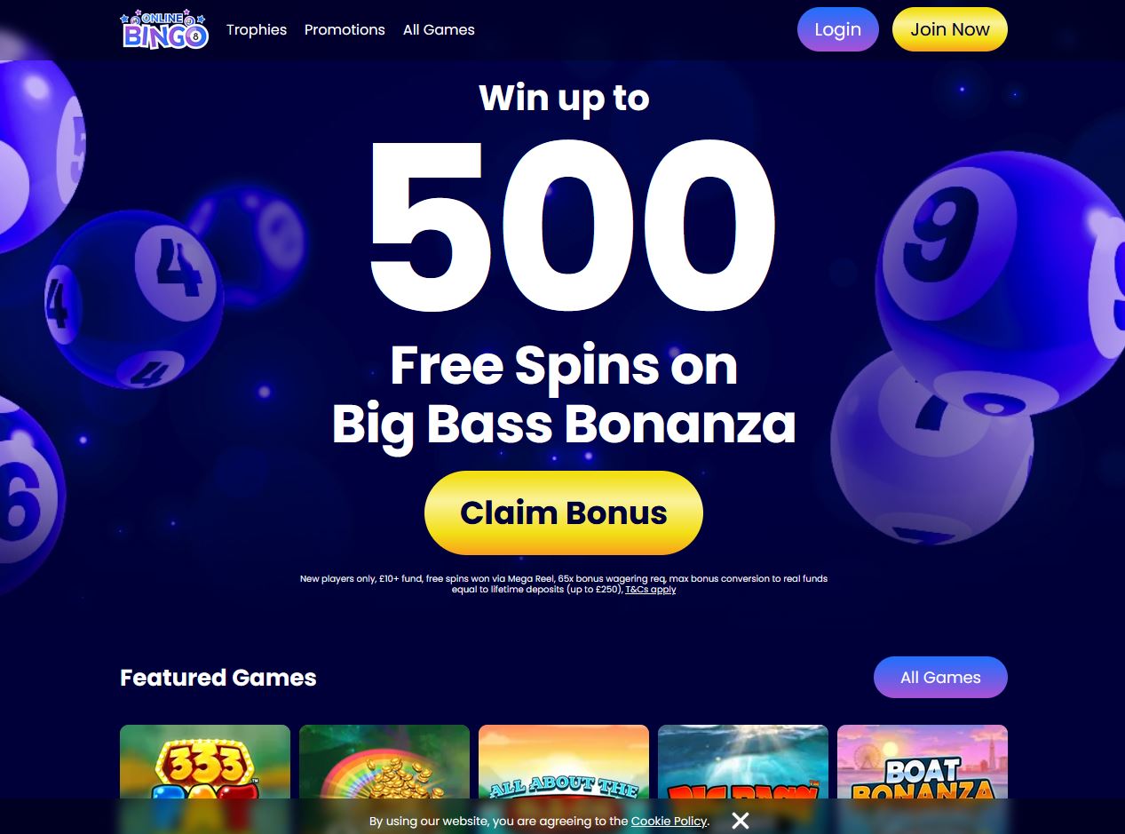 OnlineBingo Website Screenshot