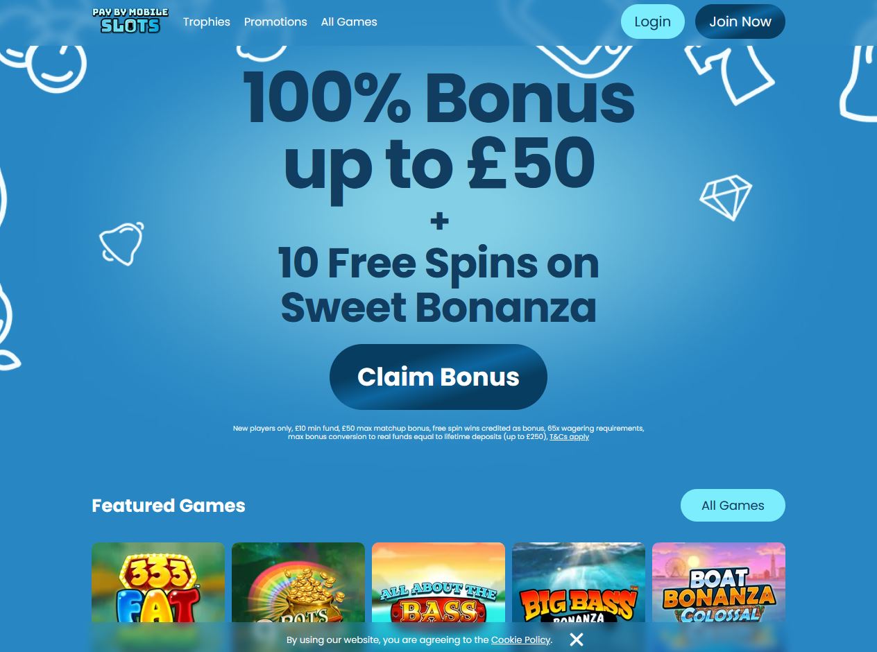 Pay By Mobile Slots Website Screenshot